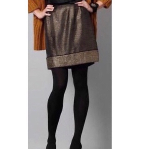 Ann Taylor Loft Black and Gold Bouclé Miniskirt - Picture 1 of 9
